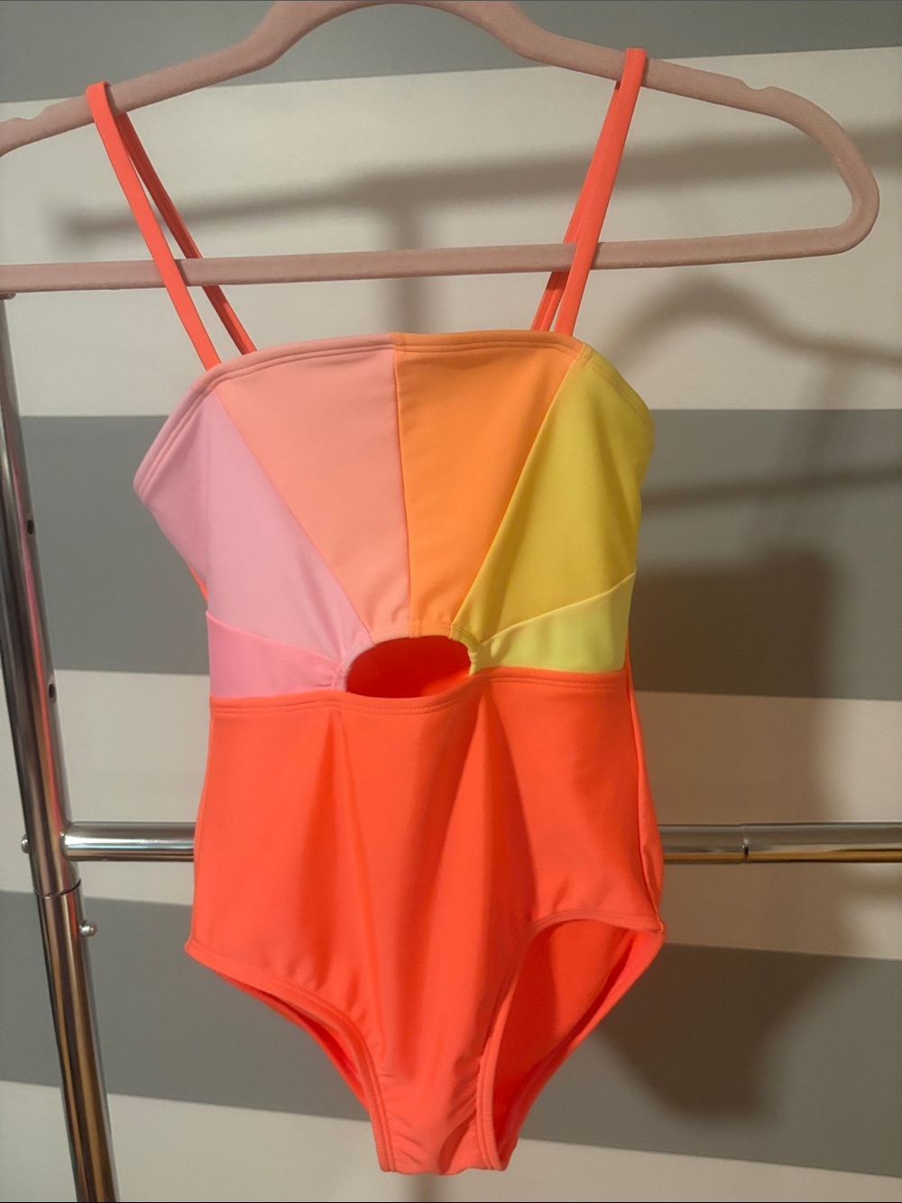 Cat & Jack Girls Colorblock One-Piece Swimsuit - Coral, Pink, Yellow, Peach